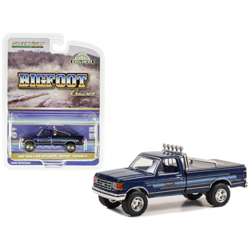 1987 Ford F-250 XLT Lariat Pickup Truck Blue with Stripes and Blue Interior 