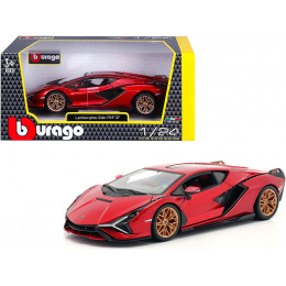 Lamborghini Sian FKP 37 Candy Red with Copper Wheels 1/24 Diecast Model Car by Bburago
