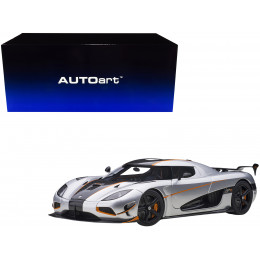 Koenigsegg Agera RS Moon Silver with Carbon and Orange Accents 1/18  Model Car by Autoart