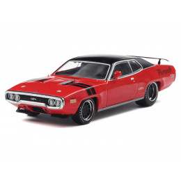 1971 Plymouth GTX Rally Red with Black Top and Stripes 1/43 Diecast Model by IXO Models