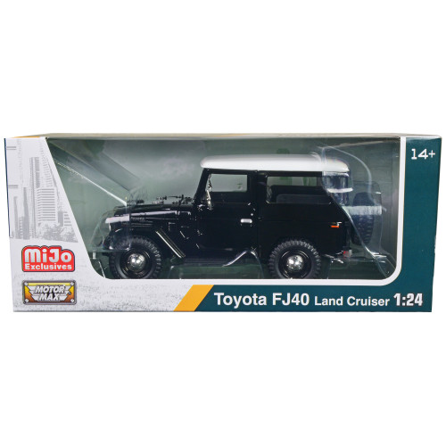 Toyota FJ40 Land Cruiser Black with White Top 1/24 Diecast Model Car by Motormax