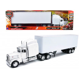 Peterbilt 379 Truck with Dry Goods Trailer White 