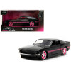 1969 Ford Mustang Black Metallic with Pink Stripes and Wheels