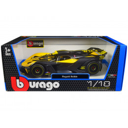 Bugatti Bolide Yellow and Carbon Gray 1/18 Diecast Model Car by Bburago