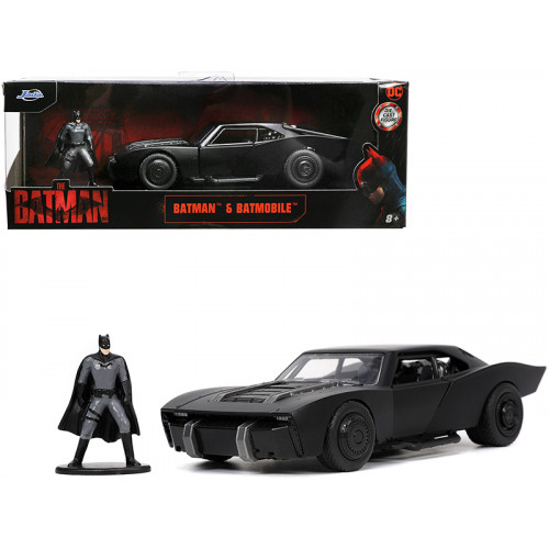 Batmobile Matt Black with Batman Diecast Figurine 