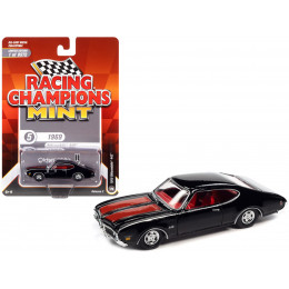 1969 Oldsmobile 442 Black with Red Stripes and Red Interior 