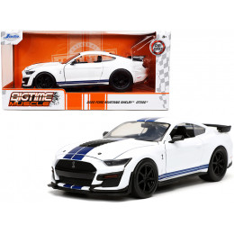 2020 Ford Mustang Shelby GT500 White with Blue Stripes 