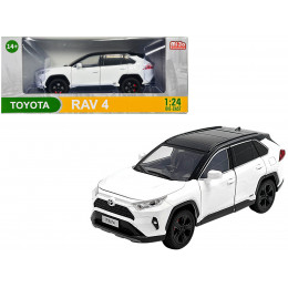Toyota Rav4 Hybrid XSE White with Black Top and Sunroof 1/24 Diecast Model Car