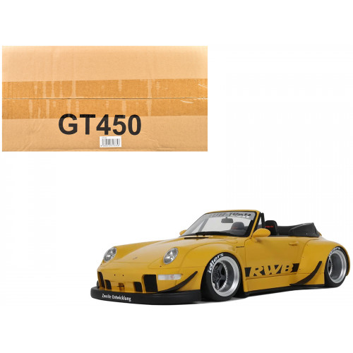 2023 Porsche 911 RWB Body Kit Yellow with Black Stripes 1/18 Model Car by GT Spirit