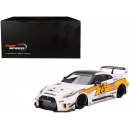 Nissan LB-Silhouette WORKS GT 35GT-RR Ver.1 RHD (Right Hand Drive) #23 White with Yellow Stripes 