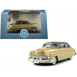 1949 Mercury Coupe Gold with Dark Brown Top 1/87 (HO) Scale Diecast Model Car by Oxford Diecast