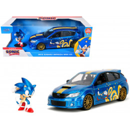 2012 Subaru Impreza WRX STI Blue Metallic with Graphics and Sonic The Hedgehog Diecast Figure 