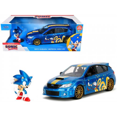 2012 Subaru Impreza WRX STI Blue Metallic with Graphics and Sonic The Hedgehog Diecast Figure 