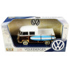 Volkswagen Type 2 (T1) Pickup White and Yellow with Wood Paneling with Surfboard 1/24 Diecast Model Car by Motormax