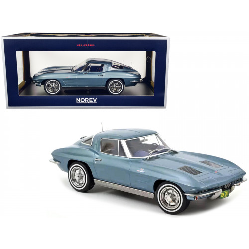 1963 Chevrolet Corvette Stingray Light Blue Metallic 1/18 Diecast Model Car by Norev