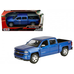 2017 Chevrolet Silverado 1500 LT Z71 Crew Cab Pickup Truck Blue 1/27 Diecast Model Car by Motormax