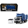 Mack LR Refuse Garbage Truck with McNeilus Meridian Front Loader White and Blue with Trash Bin 1/64 Diecast Model by DCP/First Gear