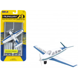 Beechcraft Bonanza Aircraft White with Blue Stripes 