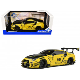 Nissan Skyline GT-R (R35) Liberty Walk Body Kit 2.0 RHD (Right Hand Drive) Yellow with Black Hood and Top 1/18 Diecast Model Car by Solido
