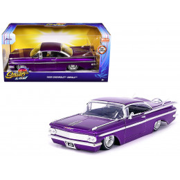 1959 Chevrolet Impala Lowrider Candy Purple with Wire Wheels 