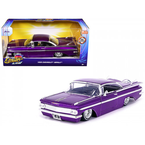 1959 Chevrolet Impala Lowrider Candy Purple with Wire Wheels 