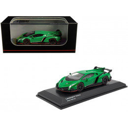 Lamborghini Veneno Green with Red Line 1/64 Diecast Model Car by Kyosho