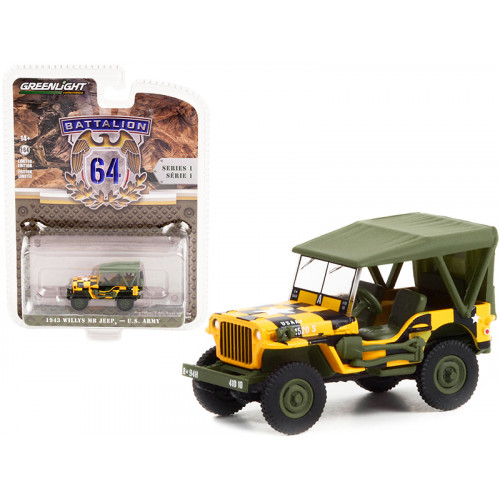 1943 Willys MB Jeep Yellow and Black with Green Top 
