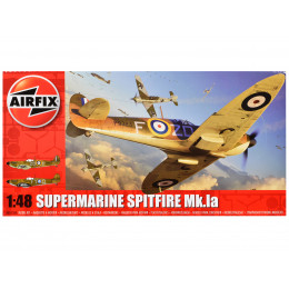 Level 2 Model Kit Supermarine Spitfire Mk Ia Fighter Aircraft with 2 Scheme Options 1/48 Plastic Model Kit by Airfix