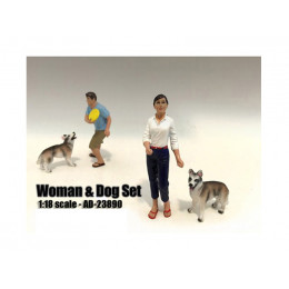 Woman and Dog 2 Piece Figure Set For 1:18 Scale Models by American Diorama