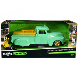 1950 Chevrolet 3100 Pickup Truck Lowrider Light Green with Gold Wheels 