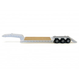 3-Axle Heavy Equipment Lowboy Trailer White 1/87 (HO) Plastic Model by Promotex