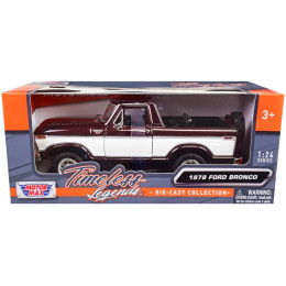 1978 Ford Bronco Ranger XLT (Open Top) with Spare Tire Burgundy Metallic and White 