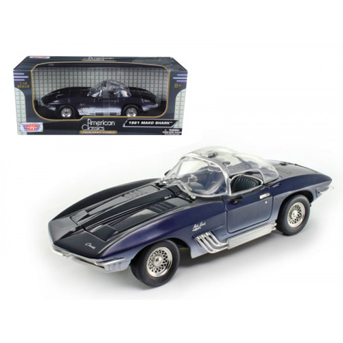 1961 Chevrolet Corvette Mako Shark Dark Blue 1/18 Diecast Model Car by Motormax