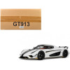 2023 Koenigsegg Regera White with Black Stripes 1/18 Model Car by GT Spirit