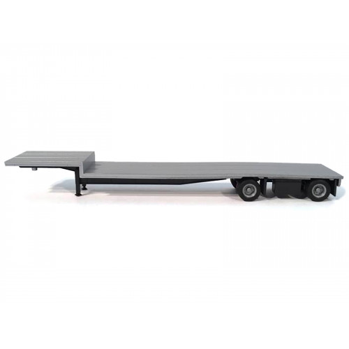 2-Axle Dropdeck Flatbed Trailer Silver Top 1/87 (HO) Plastic Model by Promotex