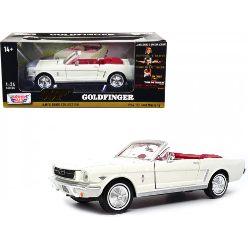 1964 1/2 Ford Mustang Convertible White with Red Interior James Bond 007 