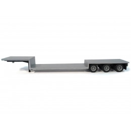 3-Axle Double-Drop Flatbed Trailer Silver Top 1/87 (HO) Plastic Model by Promotex