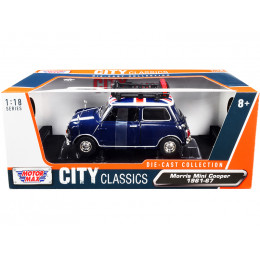 1961-1967 Morris Mini Cooper RHD (Right Hand Drive) Dark Blue with British Flag on the Top and Roof Rack 