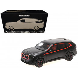 2023 BMW XM Matt Black with Red Stripes 1/18 Diecast Model Car by Minichamps