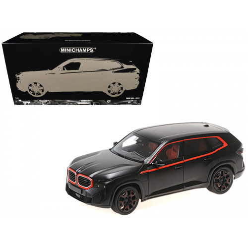 2023 BMW XM Matt Black with Red Stripes 1/18 Diecast Model Car by Minichamps