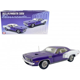 1971 Plymouth Barracuda Violet Metallic and White Limited Edition to 350 pieces Worldwide 1/18 Diecast Model Car by ACME