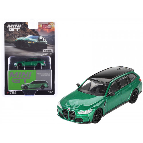 BMW M3 Competition Touring Isle of Man Green Metallic with Black Top Limited Edition to 3600 pieces Worldwide 1/64 Diecast Model Car by Mini GT