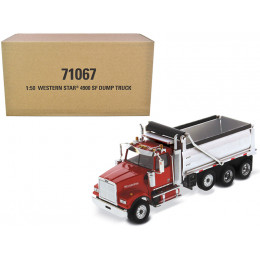 Western Star 4900 SF Dump Truck Red and Silver 1/50 Diecast Model by Diecast Masters