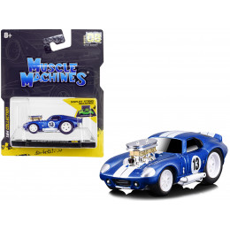 1965 Shelby Daytona Coupe #13 Blue Metallic with White Stripes 1/64 Diecast Model Car by Muscle Machines