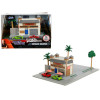 Toretto Cafe Diorama with Mitsubishi Eclipse Green and Ford F-150 SVT Lightning Red