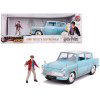 1959 Ford Anglia Light Blue (Weathered) with Harry Potter Diecast Figurine 1/24 Diecast Model Car by Jada