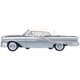 1957 Oldsmobile 88 Convertible (Top-Up) Juneau Gray with White Top and Red Interior 1/87 (HO) Scale Diecast Model Car by Oxford Diecast
