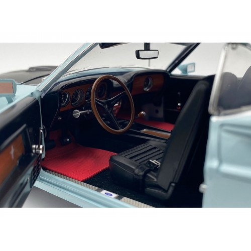 1969 Ford Mustang Mach 1 428 Cobra Jet Aztec Aqua Blue with Black Hood Limited Edition to 400 pieces Worldwide 1/18 Diecast Model Car by ACME