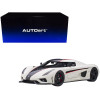 Koenigsegg Regera White with Black Carbon and Red Stripes 1/18 Model Car by Autoart