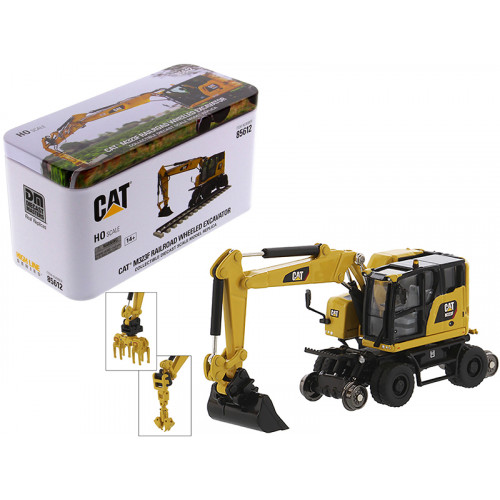 CAT Caterpillar M323F Railroad Wheeled Excavator with 3 Accessories (Safety Yellow Version) 